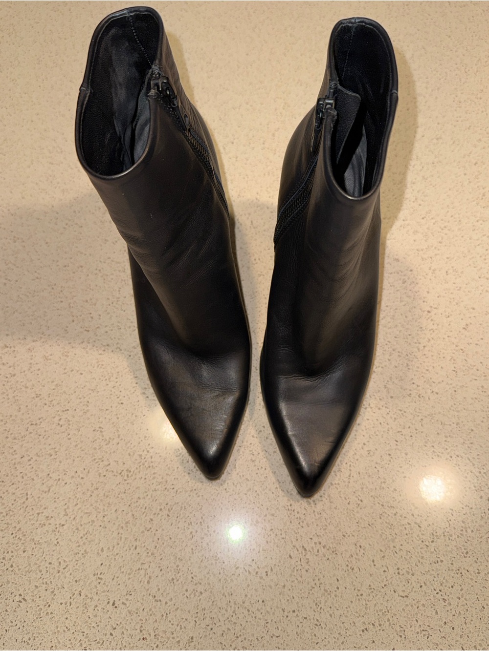 rag & bone Black Pointed-Toe Leather Ankle Boots